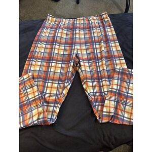 Women's,‎ Leggings Sissycos Orange Plaid Multi-Color Pattern Size L-XXL  (12-18)